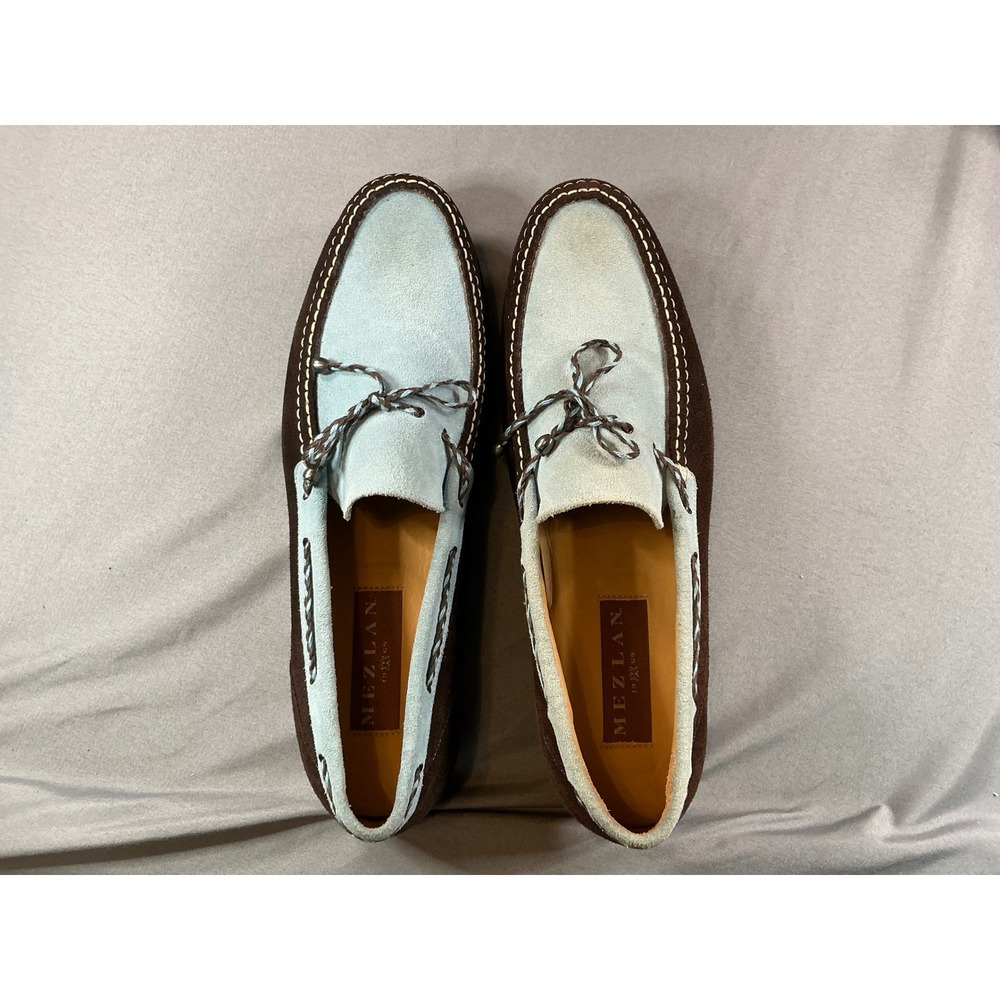 Mezlan 1968 Mens Two Tone Suede Loafers Blue Brown Driver Shoes 10.5